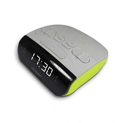 Imagen de Metronic 477035 Radio Despertador Digital con Reloj LED Blanco para sobremesa función Doble Alarma, Sleep/Snooze y sintonizador Am/FM Memoria 20 emisoras