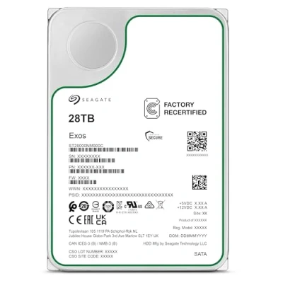 Imagen de Seagate Exos ST28000NM000C Disco duro interno (28 TB, SATA 6 Gb/s, 7200RPM, 512 MB de caché (Reacondicionado)