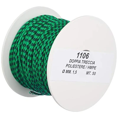 Imagen de BestDivers Sg0070 Best Divers Rollo de Cuerda Dyneema, Sk75, diámetro 1,5 mm, Bobina 50 m, Verde, Dimensioni del prodotto