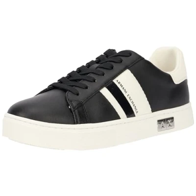 Imagen de Armani Exchange Cup Sole Mina, Back Tab with and Metal Logo Detail On Side, Zapatillas Mujer, Black Off White, 36 EU