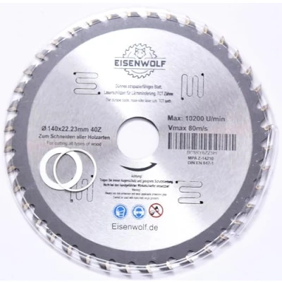 Imagen de Hoja de sierra circular 140 x 20 mm para madera con 40 dientes TCT inclinados y cortes láser reducción ruido