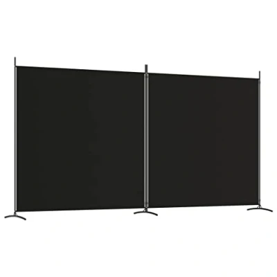 Imagen de vidaXL Biombo Divisor de 2 Paneles Separador Decoración Habitación Dormitorio Oficina Pantalla Privacidad Pared Plegable Tela Negro