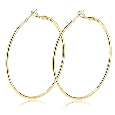 Imagen de AURSTORE Pendientes de aro para mujer, Acero inoxidable, diseño grande, 40mm, No es una piedra preciosa
