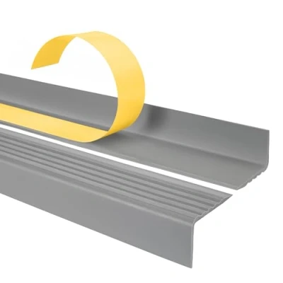 Imagen de Quest Perfil autoadhesivo para bordes de escaleras 40x25mm ND Protector antideslizante PVC Gris, 165cm