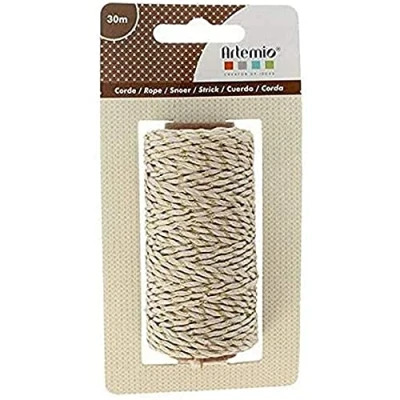 Imagen de Artemio Cuerda Natural, Textil, Beige y Dorado, 7 x 4 13,5 cm