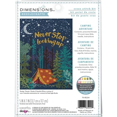 Imagen de Dimensions Kit de punto cruz para principiantes, 5 x 7 pulgadas, 14 cnt. azul marino Aida, 4 piezas