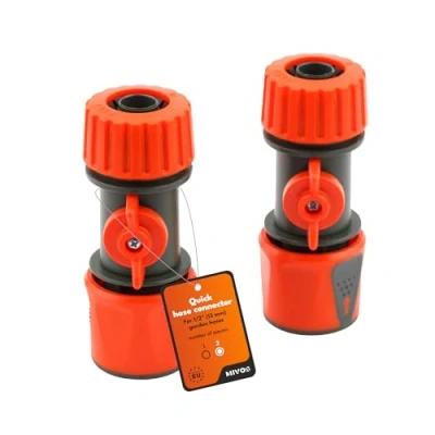 Imagen de MIVOS 2 Conectores Rápidos con Válvula de Cierre para Manguera Jardín 1/2&quot; Acoplamiento Regulación Parada Agua 13 mm