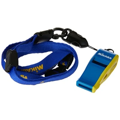 Imagen de MIKASA Beatmaster bly Silbato Profesional con cordón (Azul/Amarillo), Unisex, S