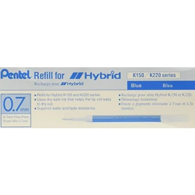 Imagen de Pentel KFR7 Recambio para bolígrafo híbrido de gel, 12 unidades), color azul