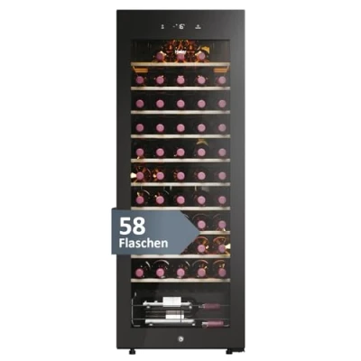 Imagen de Haier Wine Bank 50 Series 3 HWS58GGH1 Vinoteca 58 botellas, WIFI, Estantes de madera, Filtro Anti UV, carbón, Refrigeración por Compresor, Display Digital, Iluminación LED, 37 dbA, Negra