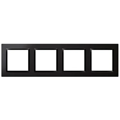 Imagen de Simon Marco Interruptor de Pared, 4 Elementos, Compatible con Mecanismos 10, Apto para Interiores, Fácil Montar, Pulsador, Conmutador y Enchufe Schuko, Color Negro