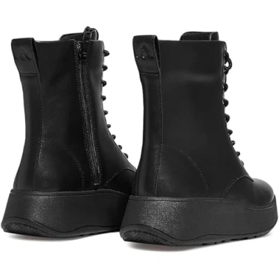 Imagen de Fitflop F Mode Botines Planos de Piel con Cordones, Botas Mujer, Todo Negro, 43 EU
