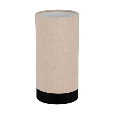 Imagen de EGLO Feniglia Lámpara para mesa y mesita de noche, adecuada colocar en el salón dormitorio, con diseño cilíndrico, lino color natural metal negro, portalámparas E27
