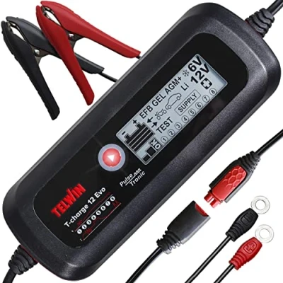 Imagen de Telwin 807578 Cargador de baterías, mantenedor carga y tester electrónico multifunción T CHARGE 12 EVO