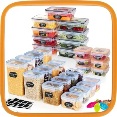 Imagen de Ordeluxe 31 recipientes herméticos para alimentos, caja hermética de plástico cocina, Perfectos almacenar todo tipo incluidos espaguetis 25 cm