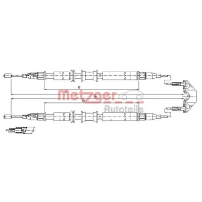 Imagen de METZGER 11.5791 Cable de Freno Mano posterior 1355/1157+1355/1157 Tambor COFLE OPEL: Zafira A