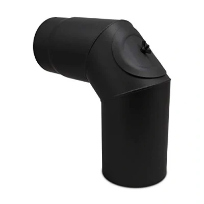 Imagen de LANZZAS Codo de tubo estufa 90 con puerta, diámetro 120 mm, color: negro, arco humos