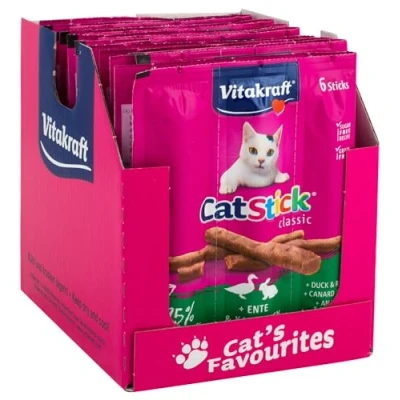 Imagen de Cat Stick Classic, aperitivo para gatos, minipalitos carnosos, con pato y conejo, en tamaño de almacenamiento (pack 10x6)