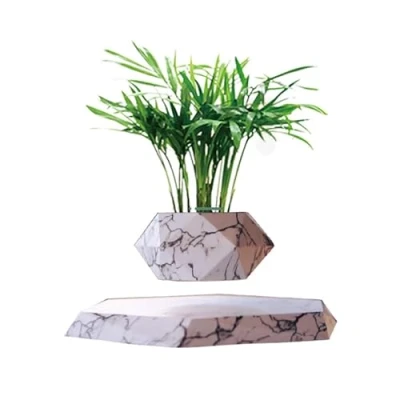 Imagen de SaiDuoDuo Maceta levitante de Madera, macetas suculentas Jardinera Cactus, decoración para el hogar y la Oficina Pantalla Flotante magnética,Marble