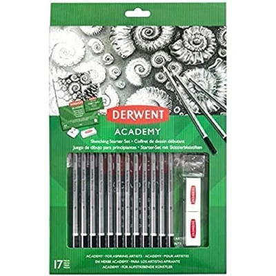 Imagen de Derwent Academy Kit de Iniciación para Bocetar, Dibujar y Colorear, Set 17, Incluye Sacapuntas Goma Borrar, Ideal Bocetaje, Calidad Estudiantes, 2305679