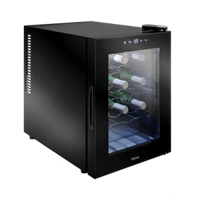Imagen de Tristar Vinoteca Termoeléctrica Grande Saignée, Para hasta 12 botellas, Silenciosa y estable, Puerta de vidrio, 4 niveles, Pantalla táctil LED, Iluminación interior, WR 7511