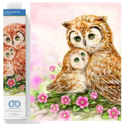 Imagen de DIAMOND DOTZ ® Madre y bebé búho, taladro parcial, puntos redondos, kits de pintura diamantes, arte diamantes para adultos, gemas,