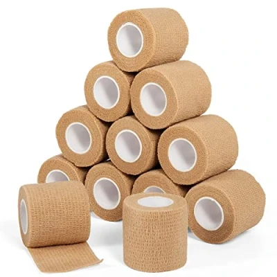 Imagen de Sagafly Venda Cohesiva Envoltura Tape Vet Cinta Bendaje Adhesiva 5cm x 4,5m Vendaje Autoadhesivo Deportiva Cohesivo Vendas para Primeros Auxilios Deportes (Color de Piel)