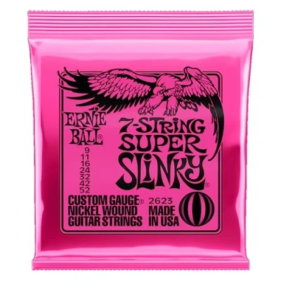Imagen de Ernie Ball Super Slinky Cuerdas para guitarra eléctrica de 7 cuerdas, entorchado níquel, calibre 9 52