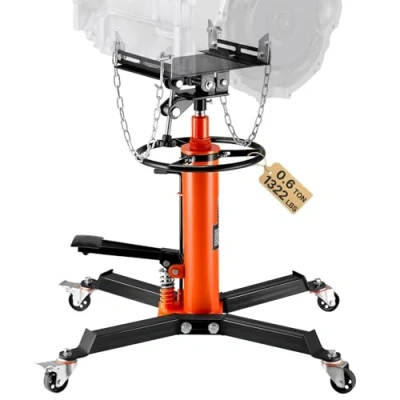 Imagen de VEVOR Gato de Transmisión Hidráulica, Carga Telescópico 0.6T, Elevación Alta 87 174cm con Pedal, Rueda Giratoria 360, para Elevar Caja Cambios Mantenimiento Taller Garaje