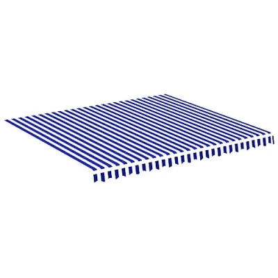 Imagen de vidaXL Tela de Repuesto para Toldo Parte Superior Dosel Lona Recambio Jardín Patio Terraza Balcón Parasol Refugio Impermeable Azul y Blanco 4x3,5 m