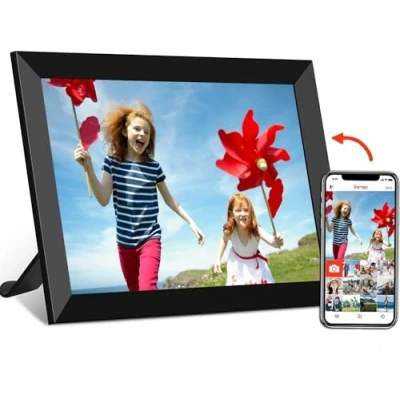Imagen de HDeye Marco de fotos digital WiFi 10,1 pulgadas, pantalla táctil IPS 1280 x 800, memoria 32 GB, rotación automática, montaje en pared, fácil configuración y vídeos inmediatamente a