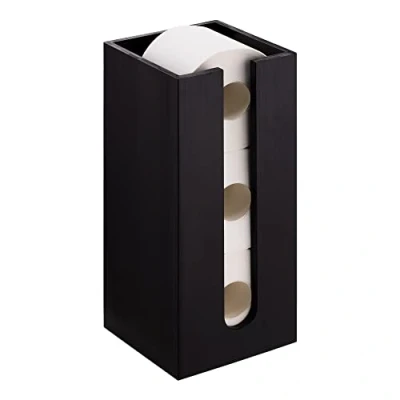 Imagen de Navaris Portarollos de Papel higiénico pie bambú Soporte Vertical para Guardar 3X Rollos WC Almacenamiento baño 15 x 33 cm