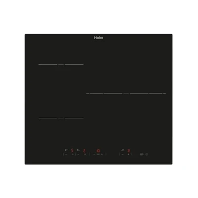 Imagen de Placa inducción Haier HAI63DC, 3 Zonas, Zona gigante de 32 cm, 9 Niveles potencia + Booster, Negro