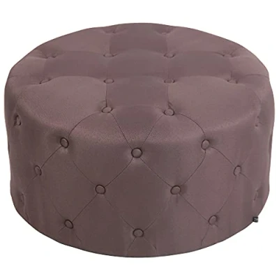 Imagen de CLP Otomana Korsika En Tela o Polipiel I Puff Reposapiés Acolchada &amp; Chesterfield Look, Color:marrón, Material de Base:Tela