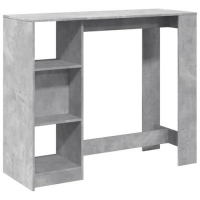 Imagen de vidaXL Mesa Bar con Estante Madera Gris hormigón 124x46x103,5 cm