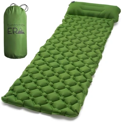 Imagen de Colchon Hinchable Colchón de Camping Esterilla con Almohada Plegable Ultraligero Cama Inflable Cojín Colchoneta Dormir Verde