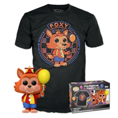 Imagen de Funko Pop! &amp; tee: Five Nights At Freddy&#039;S (FNAF) Balloon Foxy Afelpado Large (L) Camiseta, Franela Ropa con Figura de Vinilo Coleccionable Idea Regalo para Adultos Hombres y Mujeres