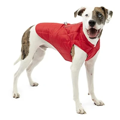 Imagen de Kurgo Loft Abrigo Reversible para Perros, Chaqueta Invierno Mascotas, Impermeable, Reflectante Rojo/Gris, XL