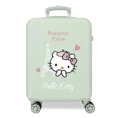Imagen de Hello Kitty Paris Maleta de cabina Verde 38x55x20 cms Rígida ABS Cierre combinación lateral 34L 2 kgs 4 Ruedas dobles Equipaje Mano