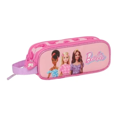 Imagen de Safta Barbie Love Portatodo Doble Niño, Estuche Infantil, Ideal para Niños en Edad Escolar, Cómodo y Versátil, Calidad Resistencia, 21x6x8 cm, Color Rosa