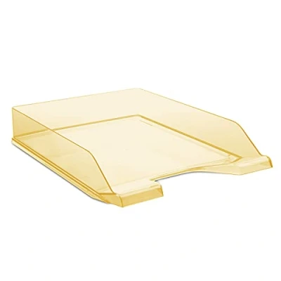 Imagen de DONAU bandeja para cartas estándar naranja transparente, 6 unidades, A4, cartas, moderna y apilable, cristal escritorio, poliestireno, color