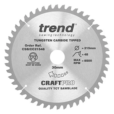 Imagen de Trend CSB/CC21548 Hoja de sierra ingletadora para madera, 215 mm diámetro, 30 48 dientes, TCT, corte 2,6 mm, gancho 5,