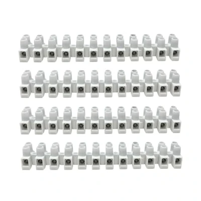Imagen de HALOTEC Pack 4 Regleta de Conexión 10 mm Blanco Clemas electricas para Cables Fichas empalme electrico Cuerpo Aislante Polipropileno 24A