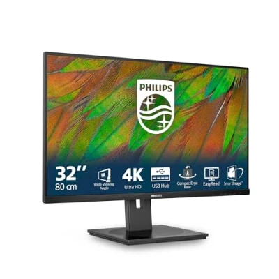 Imagen de Philips 32B1N3800 Monitor UHD de 32 Pulgadas, Altura Ajustable, Altavoces (3840x2160, 60 Hz, HDMI, DisplayPort, USB HUB) Negro