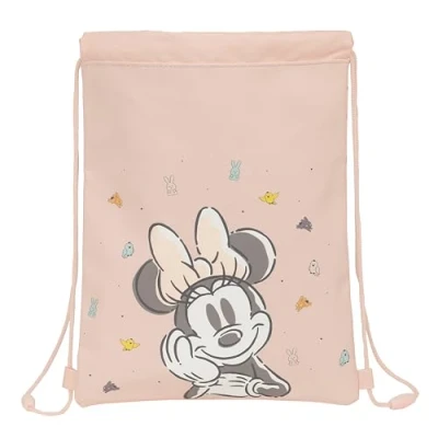 Imagen de MINNIE MOUSE BABY Mochila Saco Plano Junior, Mochila, Ideal para Niños de Diferentes Edades, Cómoda y Versátil, Calidad Resistencia, 26x34 cm, Color Rosa claro