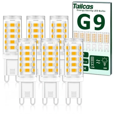 Imagen de Bombillas G9 Led 3.5W, Equivalente 40W Bombilla Halógena Lámpara G9, 350LM Blanco Cálido 3000K Sin Parpadeo, No Regulable CRI&gt;80, Ángulo De Luz 360 para Iluminación Hogar, AC220 240V, Paquete 6