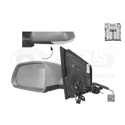 Imagen de espejo retrovisor Van Wezel 5828813 izquierda imprimado completo, asférico, ajustable desde interior, Ajuste por cable