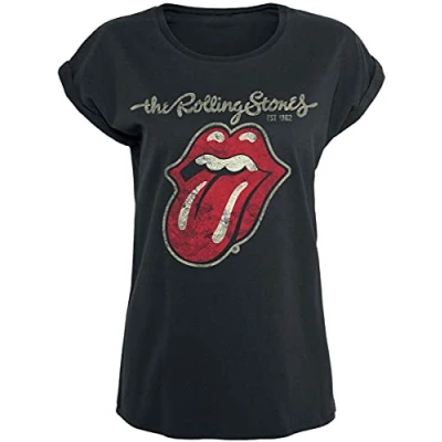 Imagen de The Rolling Stones Plastered Tongue Mujer Camiseta Negro XXL 100% algodón Ancho