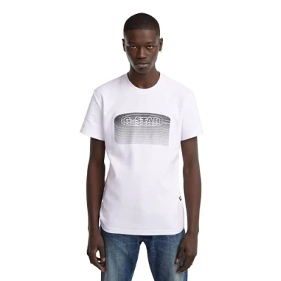 Imagen de G STAR Stacked OLD Skool LOGO Camiseta estampada, Hombre, Talla: Large, White