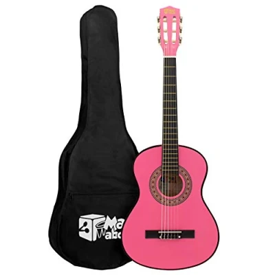 Imagen de Mad About MA CG09 guitarra clásica, tamaño 1/2, clásica rosa, colorida española con bolsa de transporte, correa, púa y cuerdas repuesto